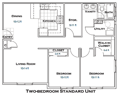 2-bedroom - Floorplan of 2-bedroom... Floorplan of 2-bedroom apartment